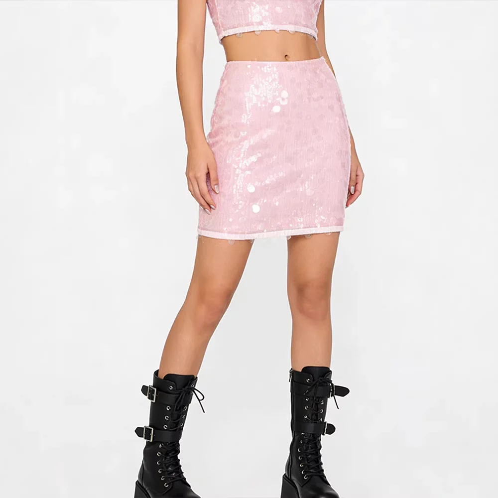 Damen Glitzernder Pencil-Rock mit seitlichem Schlitz und elastischem Bund R&B - Image 4