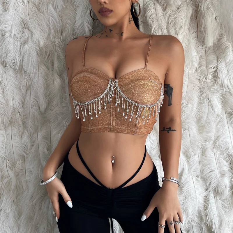 Damen Glitzerndes Bustier mit funkelnden Strassdetails und Spaghettiträgern R&B - Image 4