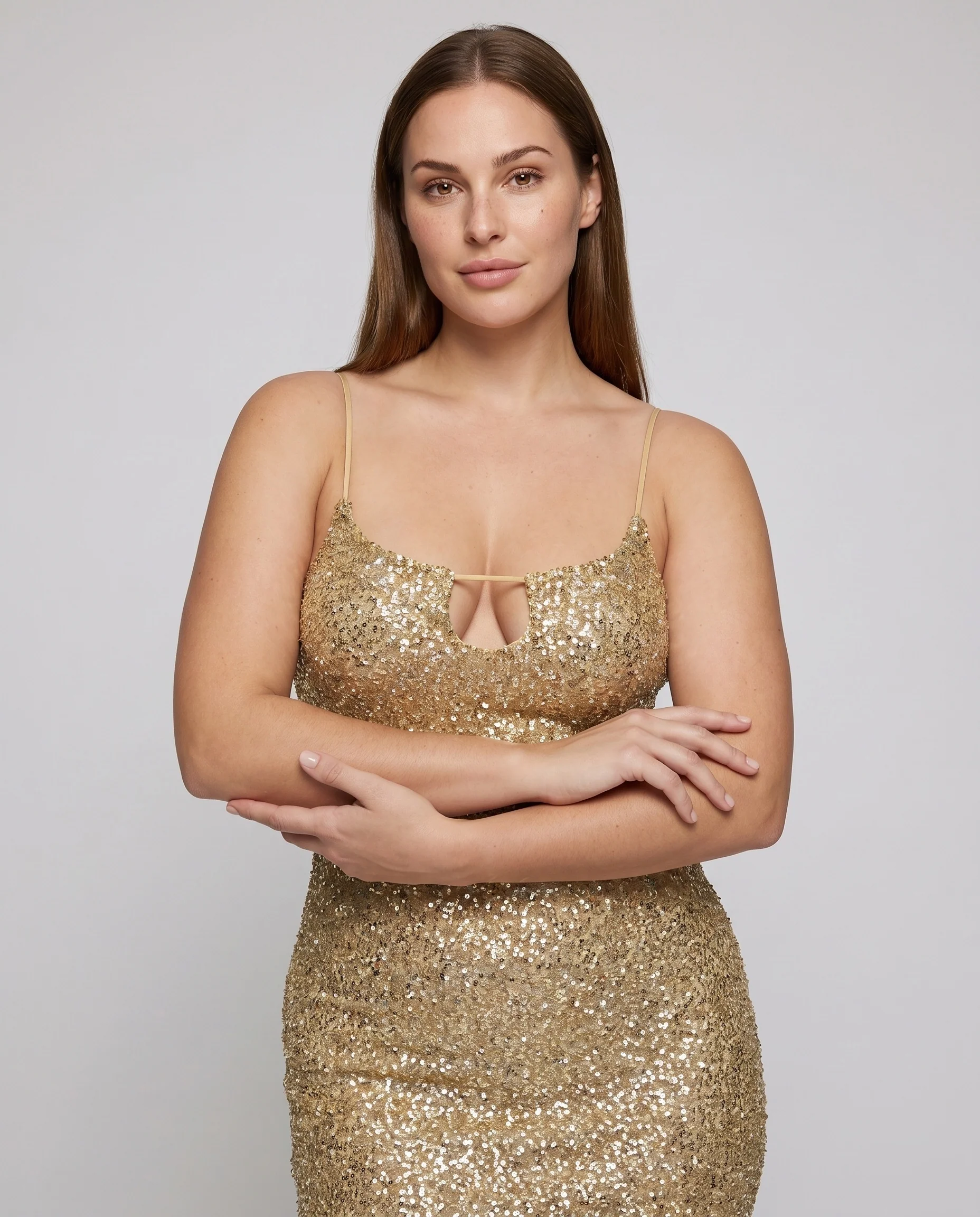 Damen Glitzerndes Cocktailkleid mit schmalem Schnitt und verführerischem Ausschnitt R&B