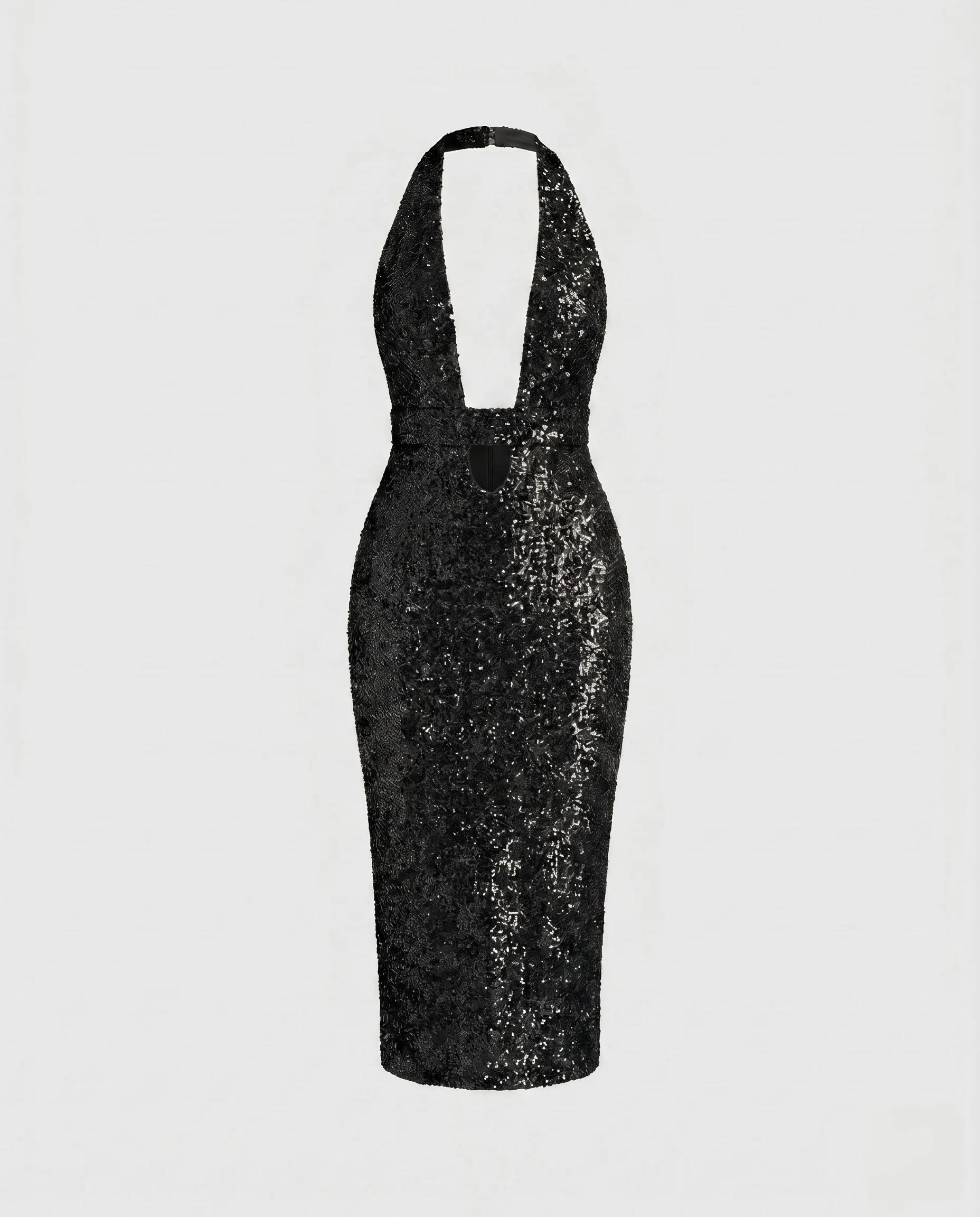 Damen Glitzerndes Langarm-Kleid mit tiefem V-Ausschnitt und figurbetontem Design R&B - Image 5