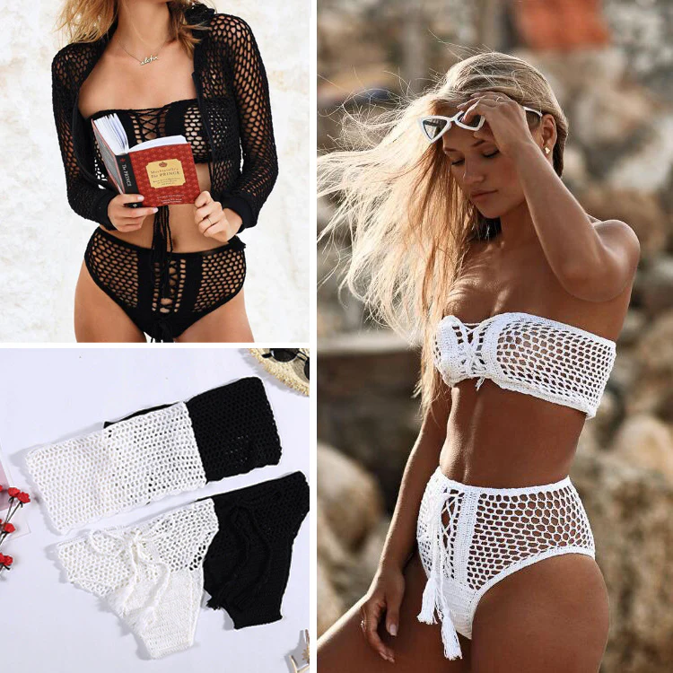 Damen Häkel-Bikini-Set mit attraktiven Akzenten R&B