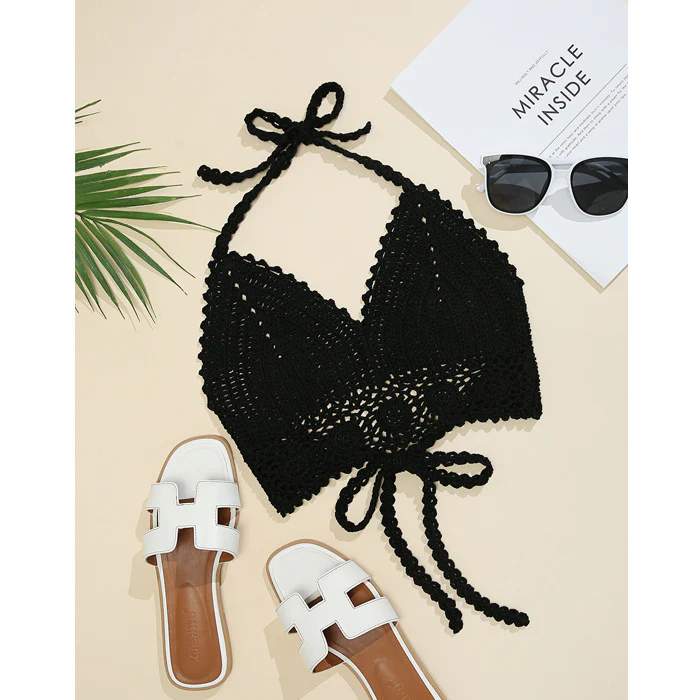 Damen Häkel-Bikinioberteil mit verstellbaren Trägern und Spitzenakzenten R&B - Image 3