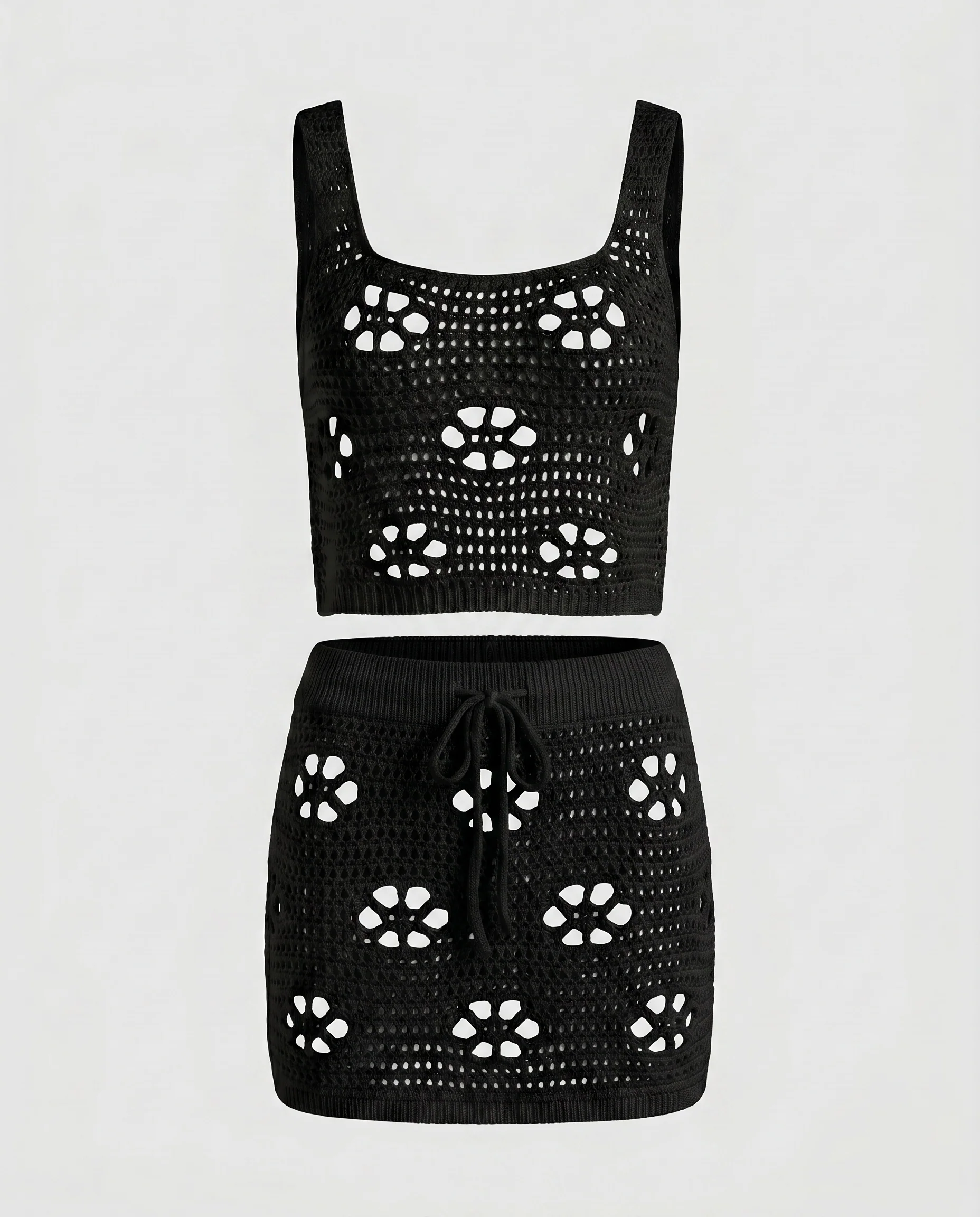 Damen Häkel-Crop-Top und Minirock Set - Image 5