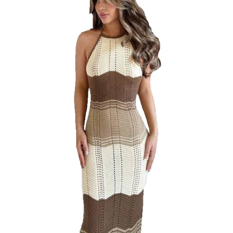Damen Häkel-Maxikleid mit exklusivem Muster und elegantem Kragen R&B - Image 5