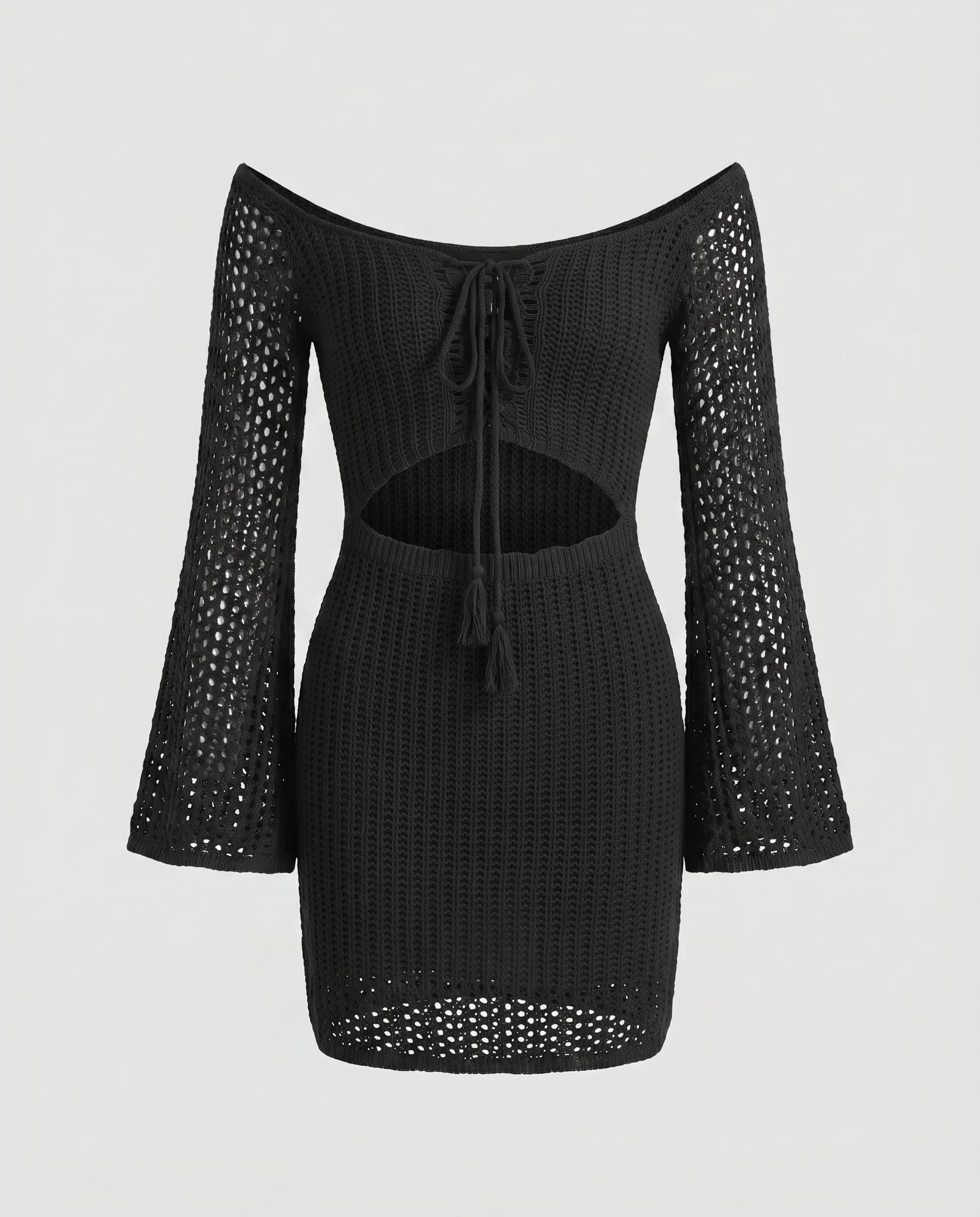 Damen Häkel-Strandkleid mit Cut-Out-Details und langen Ärmeln R&B - Image 5