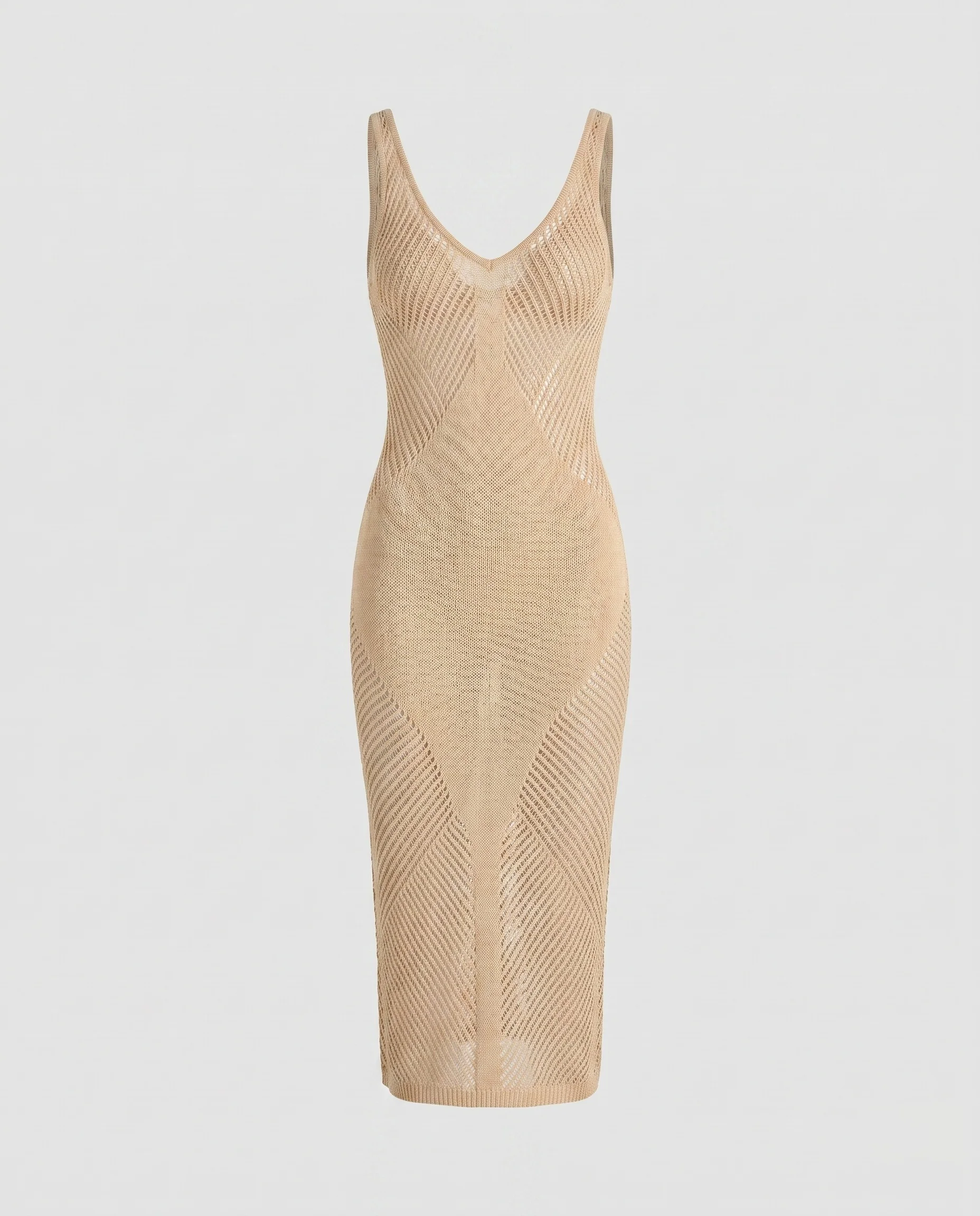 Damen Häkel-Strandkleid mit netzartiger Struktur und V-Ausschnitt R&B - Image 5