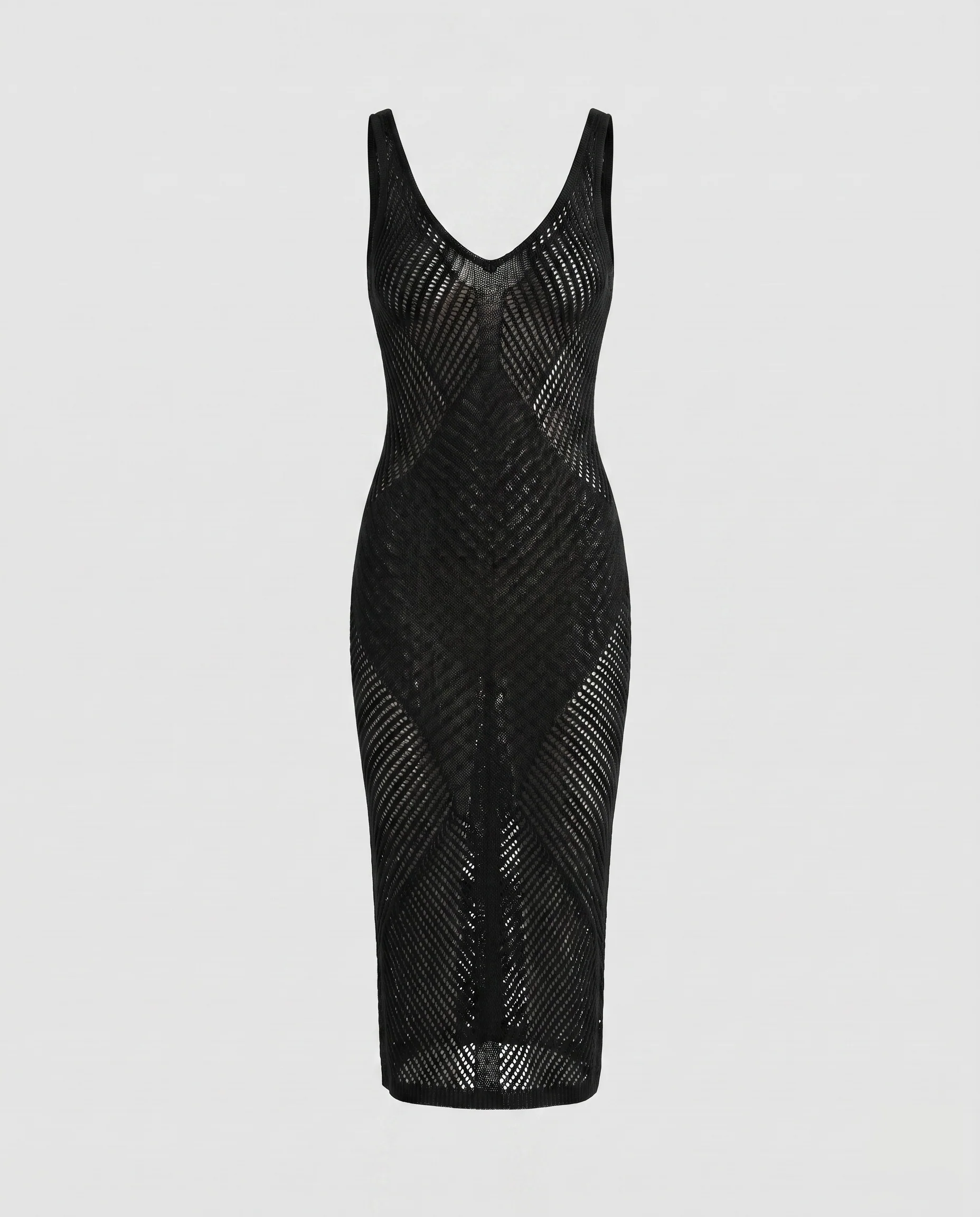 Damen Häkel-Strandkleid mit netzartiger Struktur und V-Ausschnitt R&B - Image 9