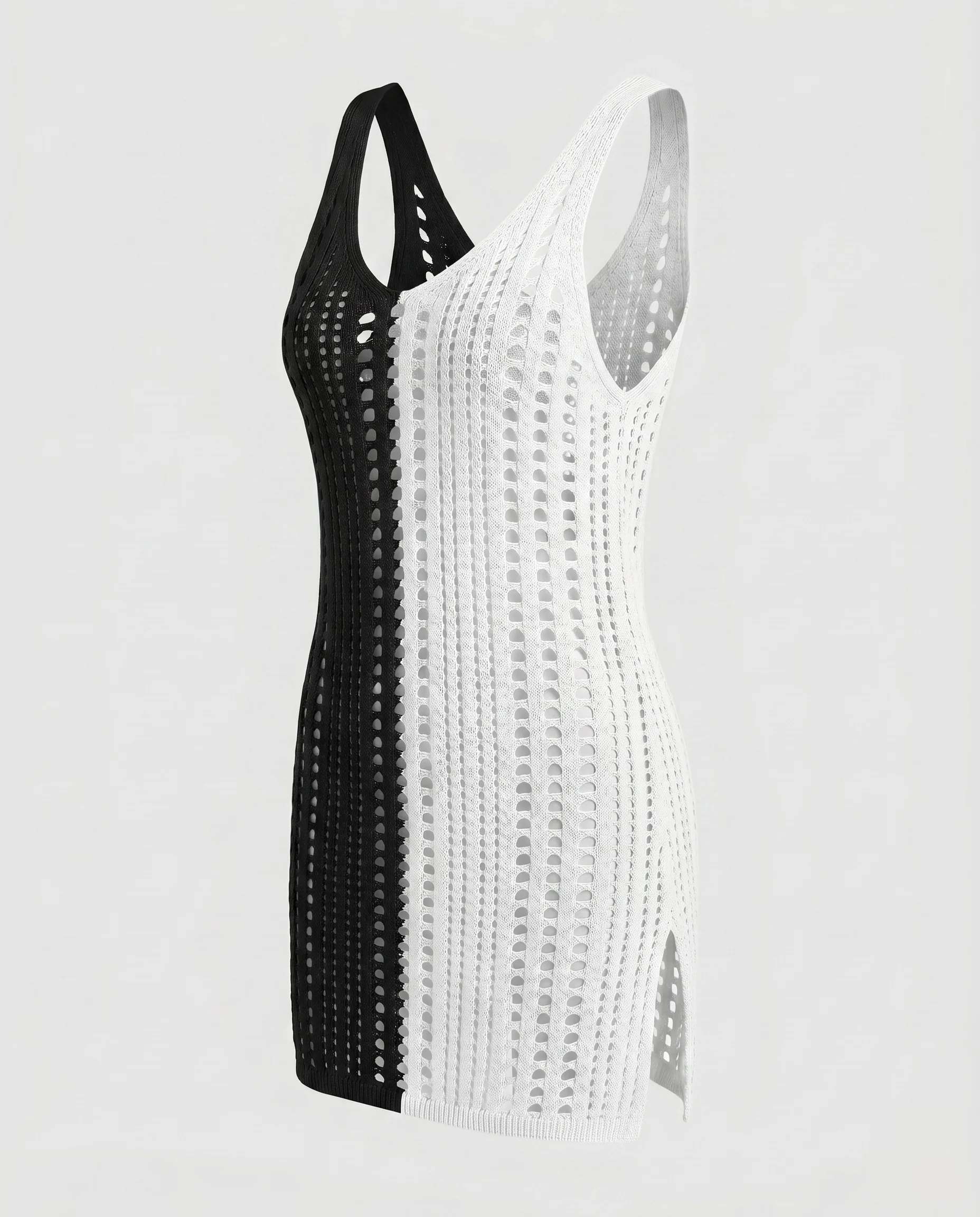 Damen Häkel-Strandkleid mit Seitenschlitzen und tiefem Ausschnitt R&B - Image 14