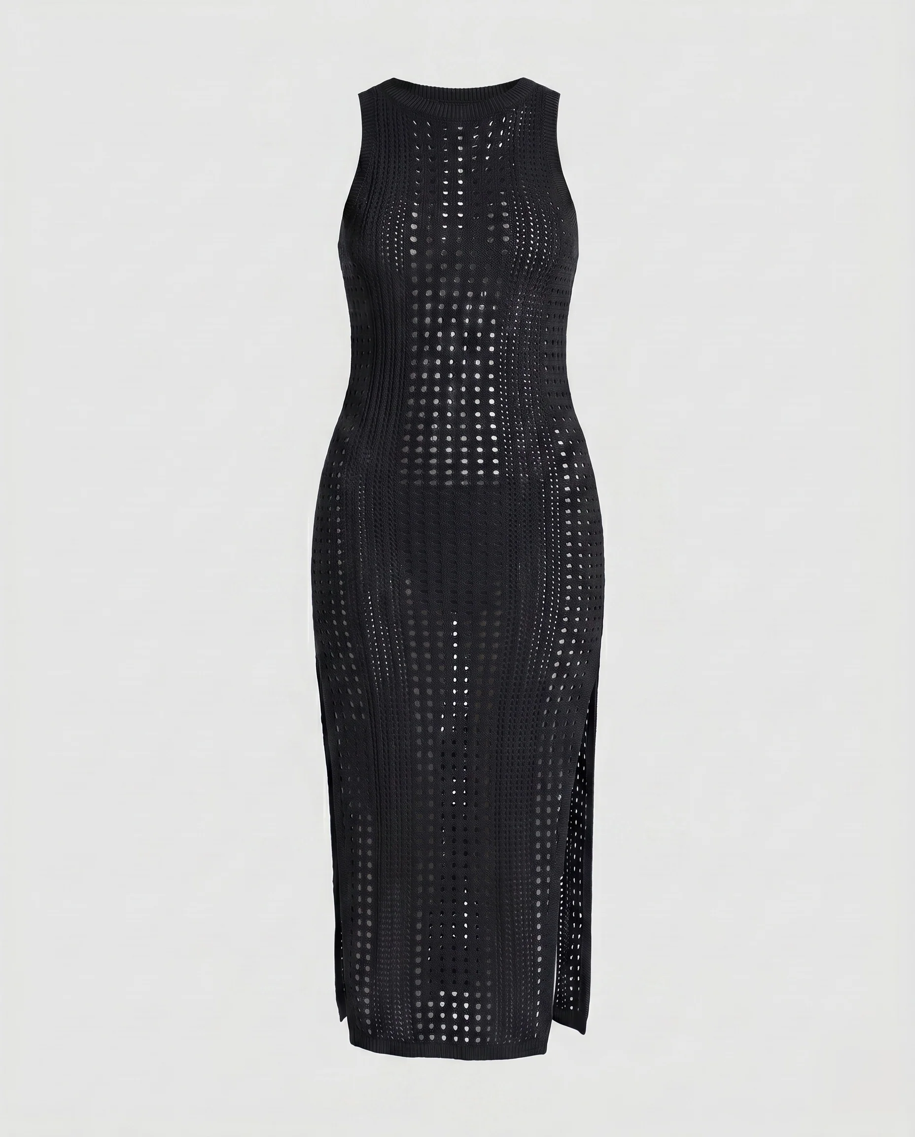 Damen Häkel-Strandkleid mit seitlichen Schlitzen und elastischem Bund R&B - Image 8