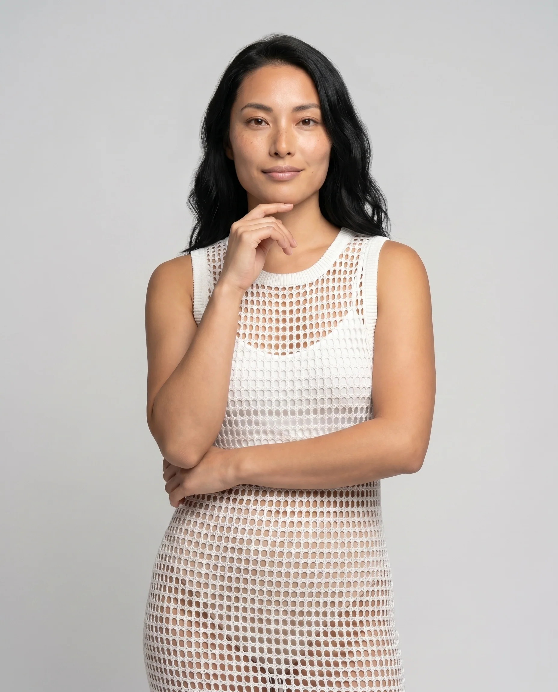 Damen Häkel-Strandkleid mit tiefem V-Ausschnitt und hoher Beinfreiheit R&B - Image 2