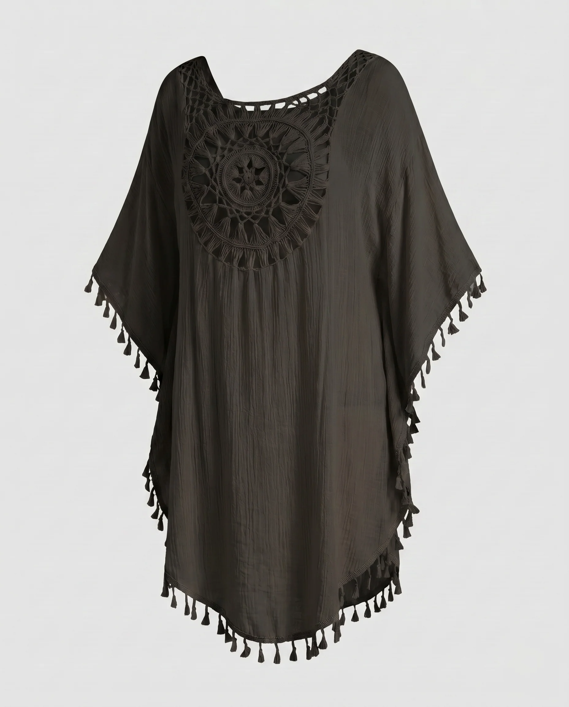 Damen Häkel-Strandtunika mit feinen Fransen und detailliertem Mandala-Muster R&B - Image 8