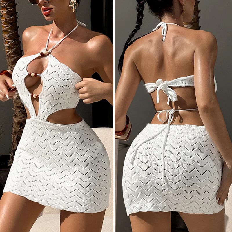 Damen Häkelkleid mit innovativem Ausschnitt R&B