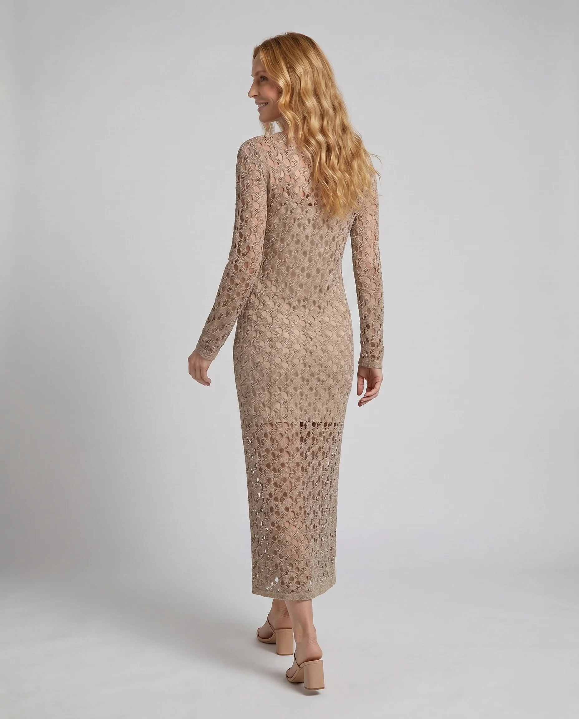 Damen Häkelkleid mit schickem langen Ärmel und eleganten Ausschnitten R&B - Image 3