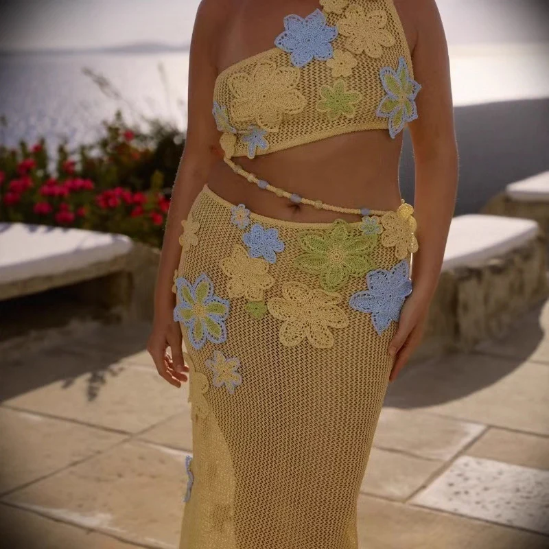 Damen Häkelrock mit floralen Applikationen und asymmetrischem Schnitt R&B - Image 2