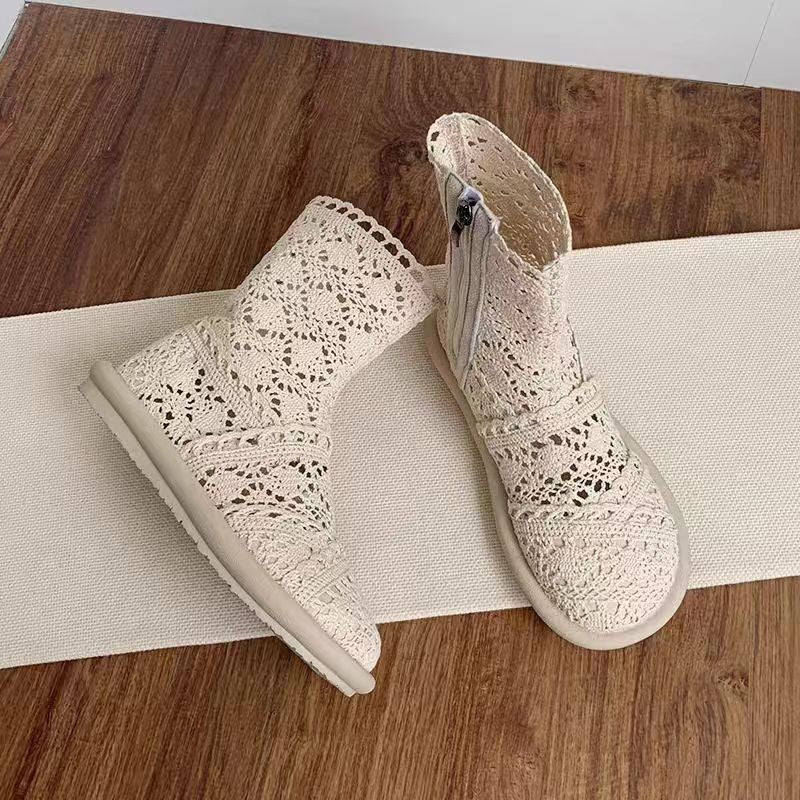Damen Häkelstiefeletten mit atmungsaktiver Sohle und modischem Reißverschluss R&B - Image 7