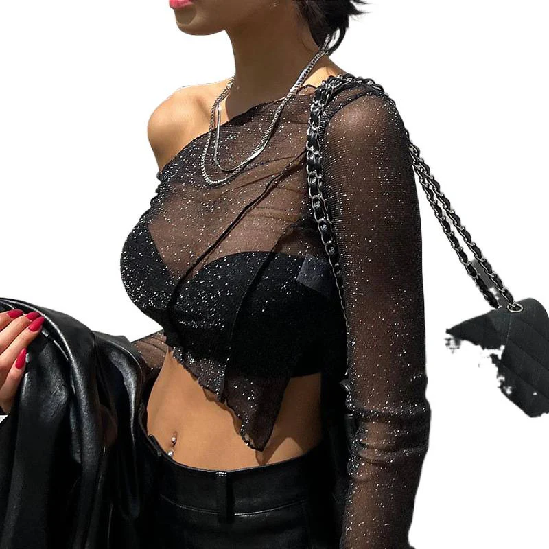 Damen Halbtransparente Bluse mit funkelnden Akzenten R&B - Image 5