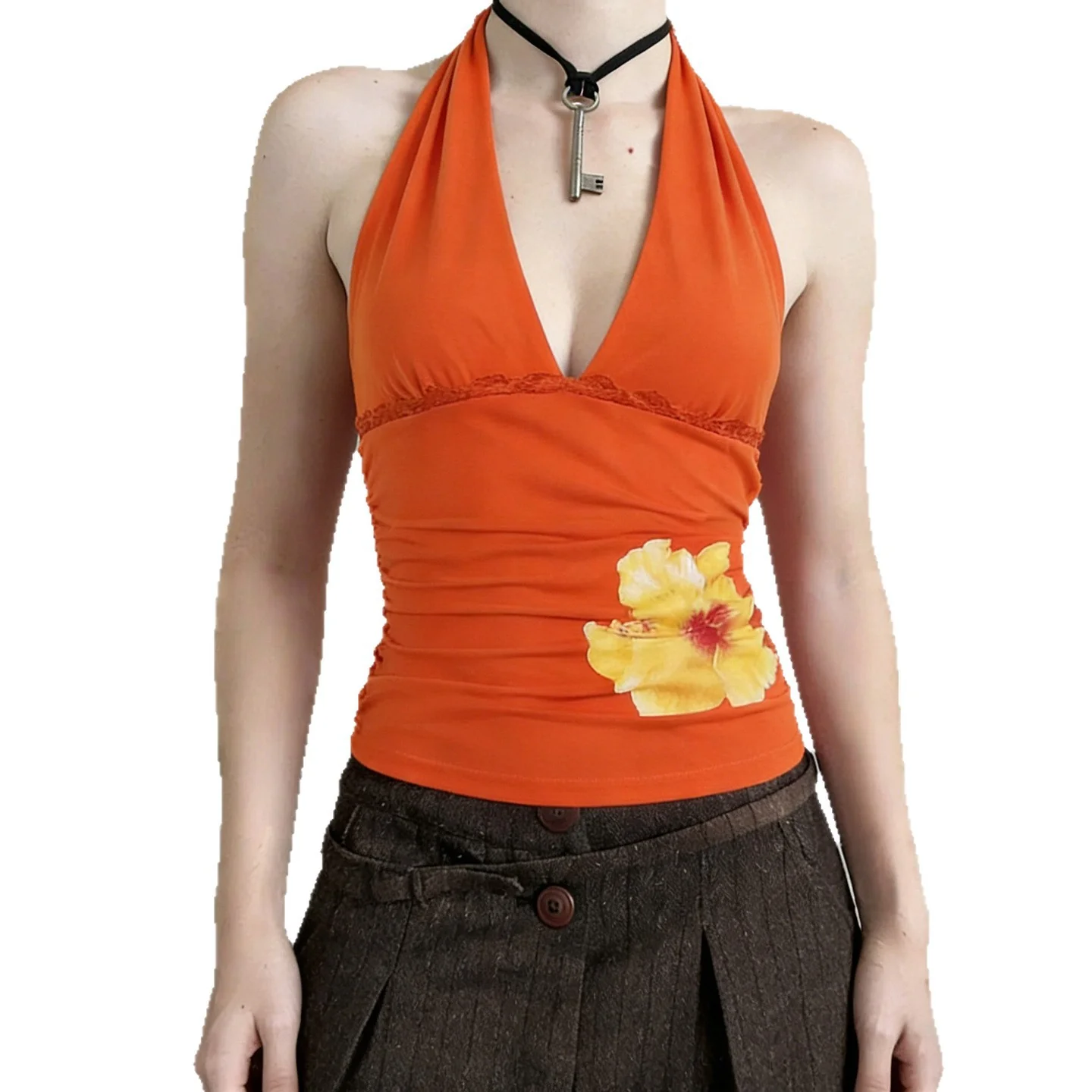 Damen Halter-Tank-Top mit floralem Design und Raffung Heidi-Mode - Image 5