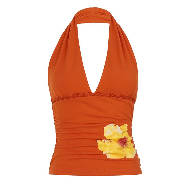 Damen Halter-Tank-Top mit floralem Design und Raffung Heidi-Mode - Image 6