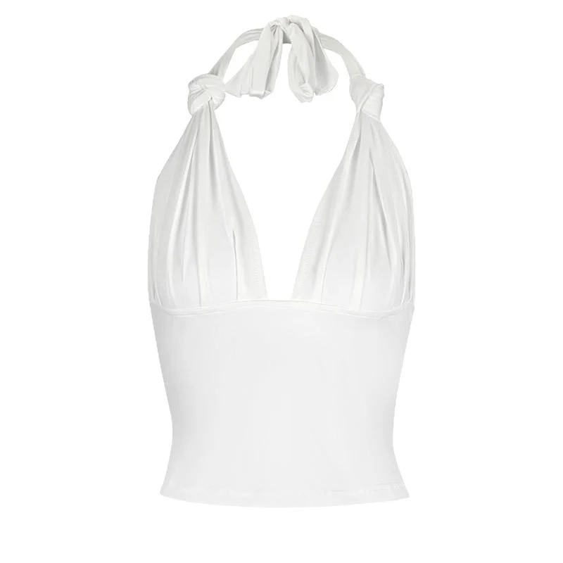 Damen Halter-Top mit verstellbaren Krawatten und tiefem V-Ausschnitt R&B - Image 5