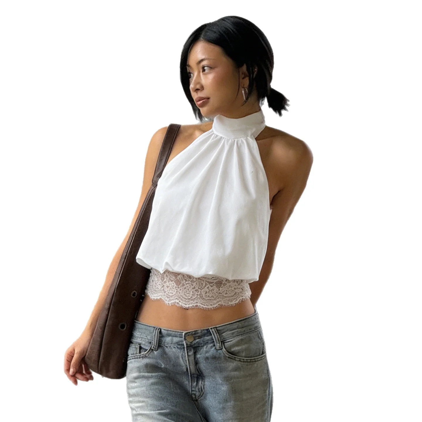 Damen Haltertop mit zarten Spitzenakzenten und eleganter Schnürung R&B - Image 5