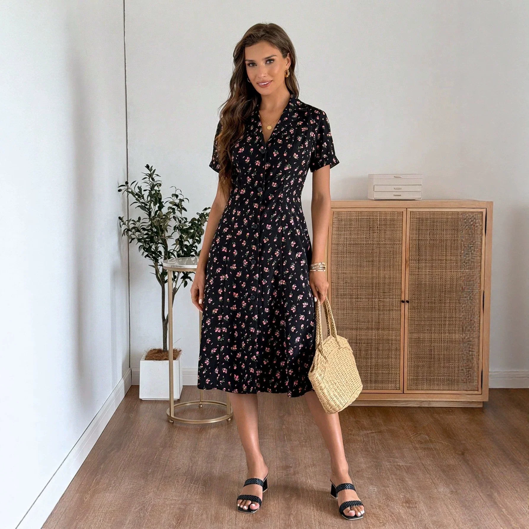 Damen Hemdblusenkleid mit floralen Details R&B - Image 2