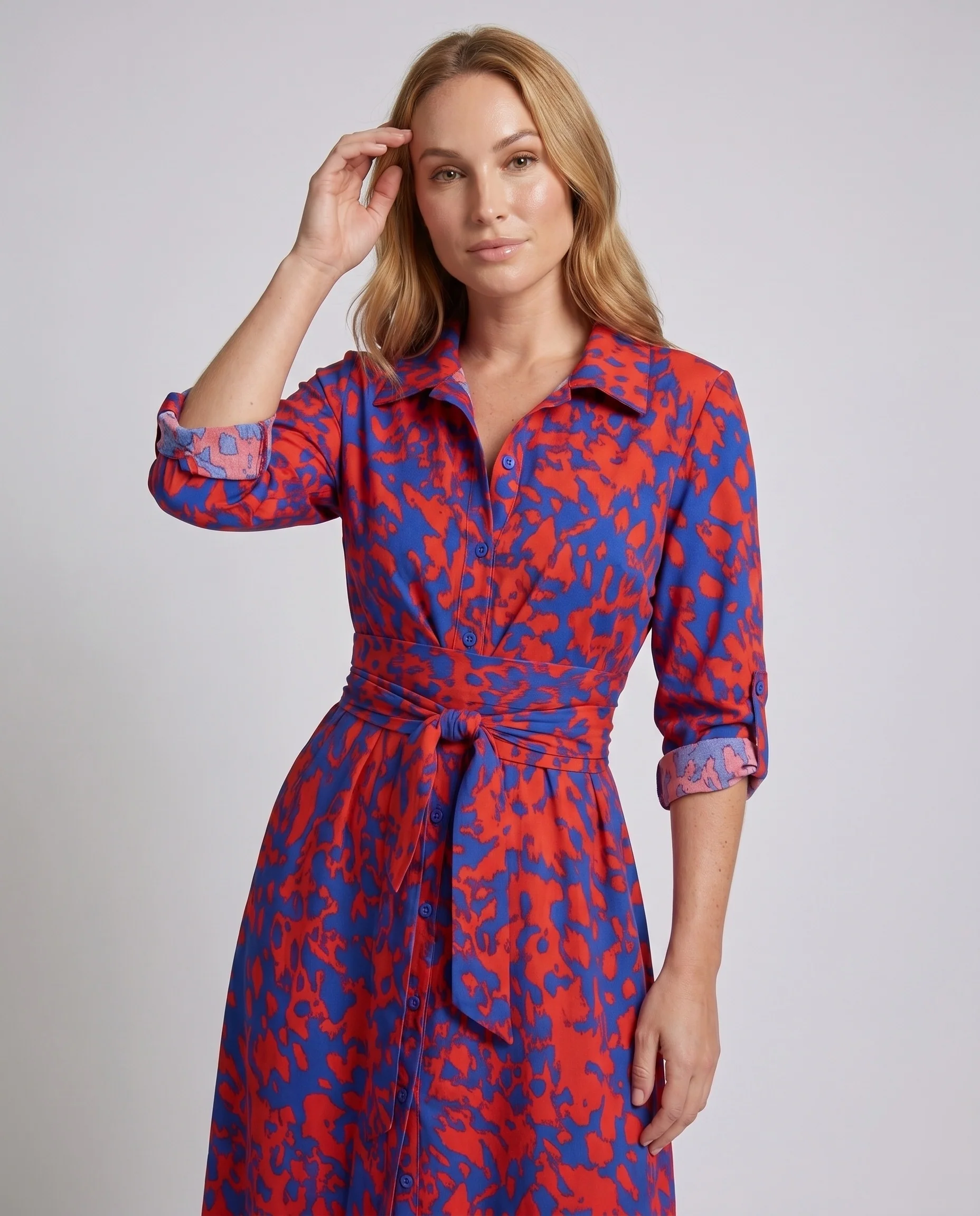Damen Hemdblusenkleid mit raffinierter Taillierung und Schlitz R&B - Image 2