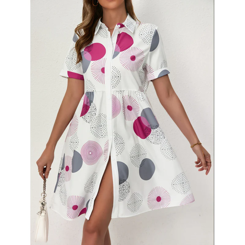 Damen Hemdblusenkleid mit verspieltem Punkte-Muster und fließendem Schnitt R&B - Image 3