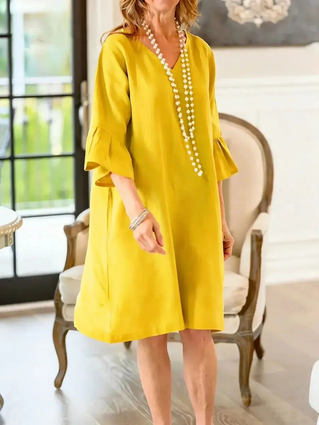 Damen Hüftlanges Freizeitkleid mit modernen Rüschendetails R&B - Image 7