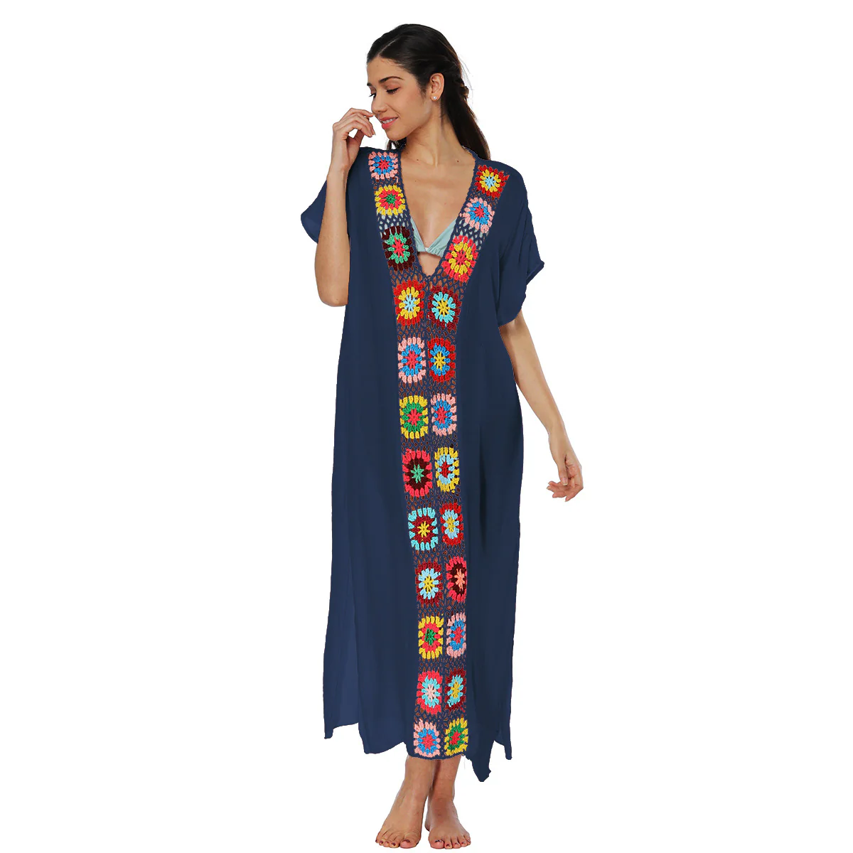 Damen Häkel-Strandkleid mit buntem Blumendesign R&B - Image 10