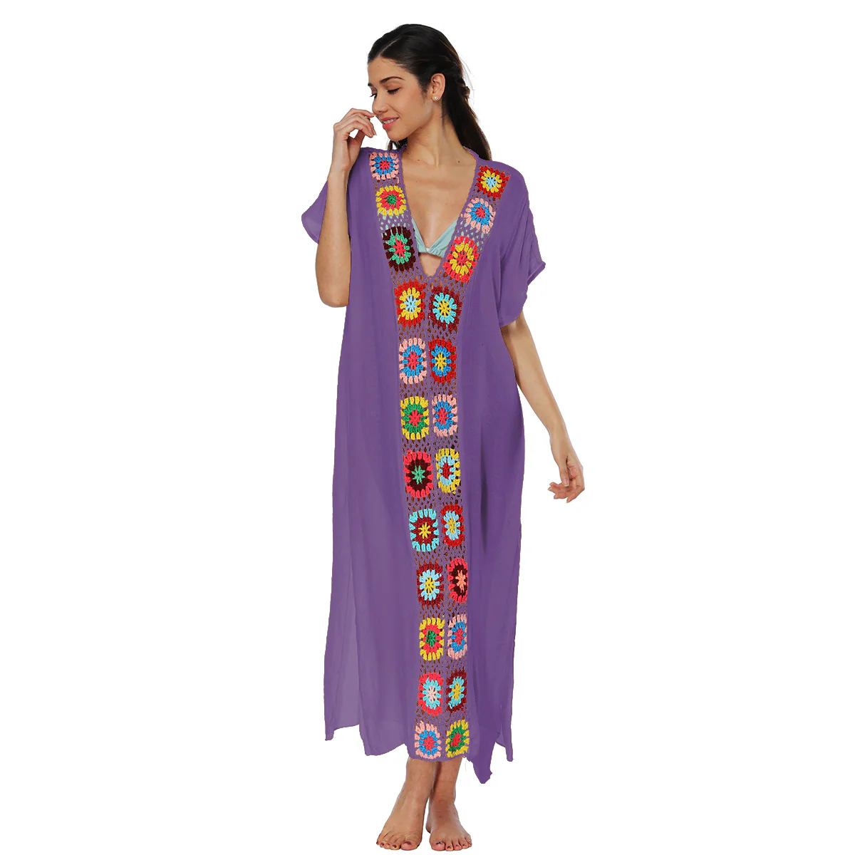 Damen Häkel-Strandkleid mit buntem Blumendesign R&B - Image 7