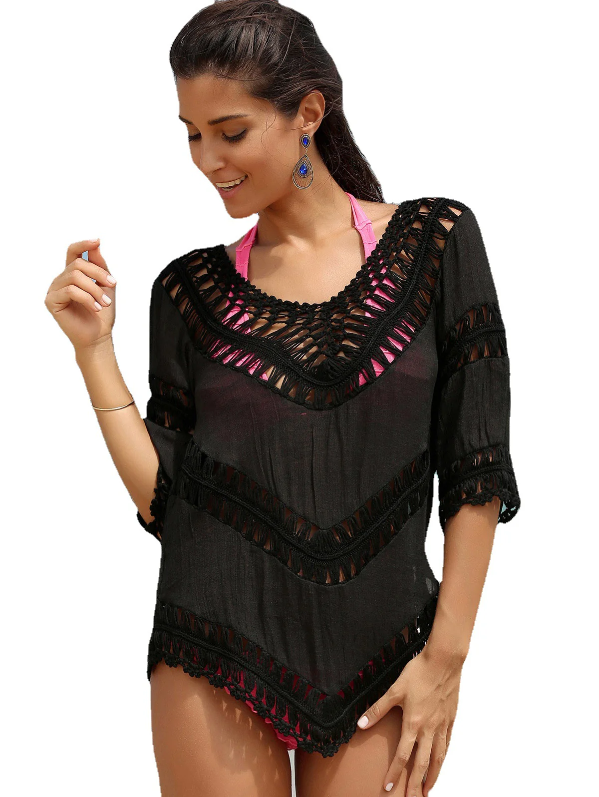 Damen Häkel-Strandoberteil mit eleganten Fransen R&B - Image 5