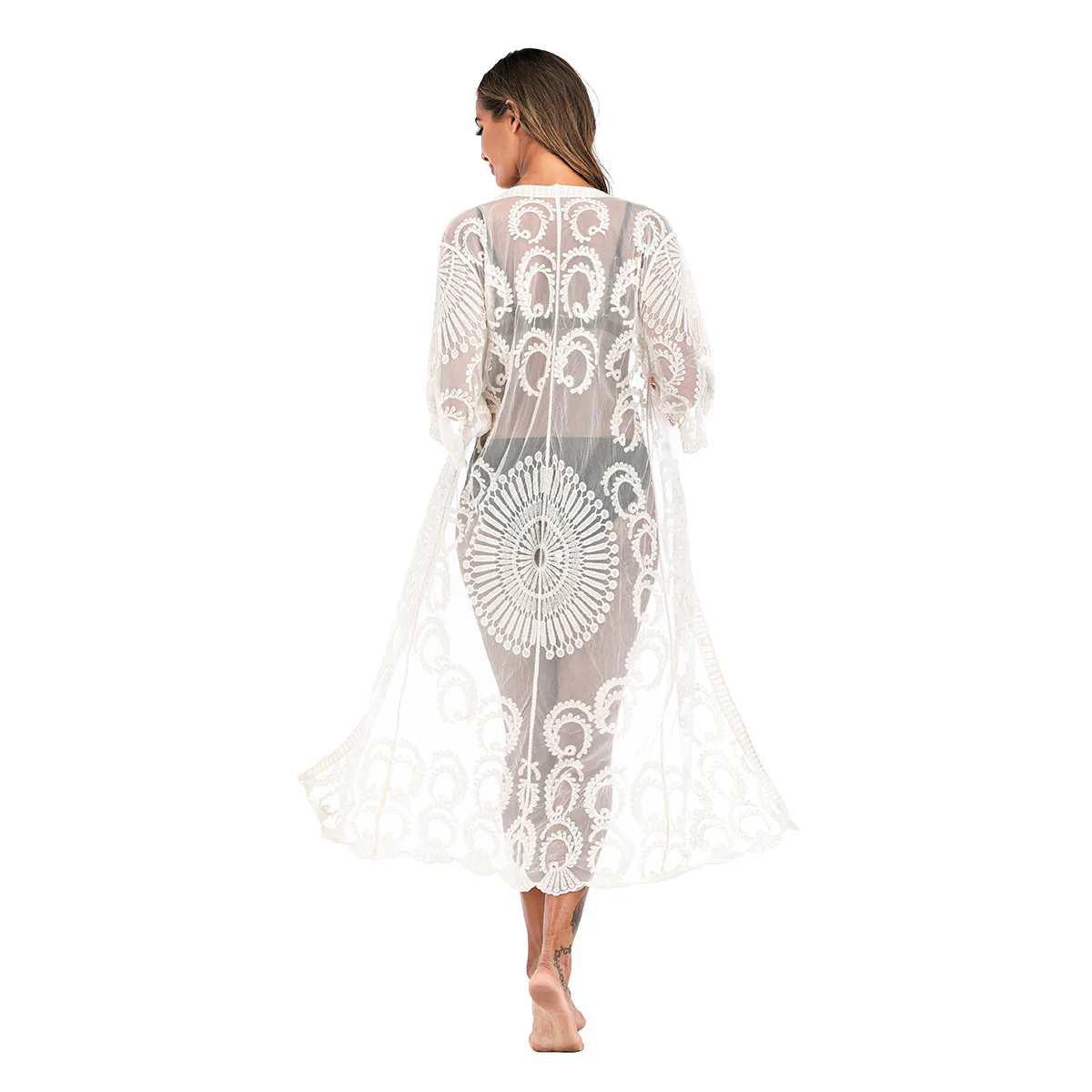 Damen Häkelstrandüberwurf mit elegantem floralem Design und lässigem Schnitt R&B - Image 5