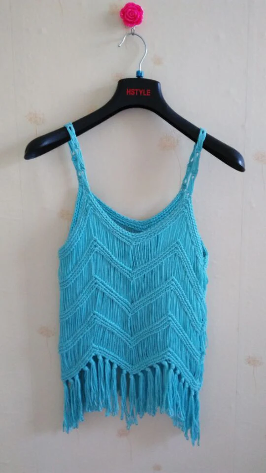 Damen Häkel-Top mit Fransendetails und V-Ausschnitt R&B - Image 9