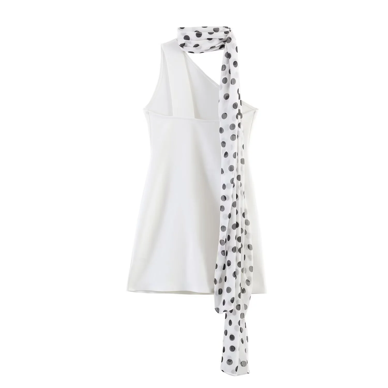 Damen Hängerkleid mit asymmetrischem Ausschnitt und stilvollem Punkteschal R&B - Image 2