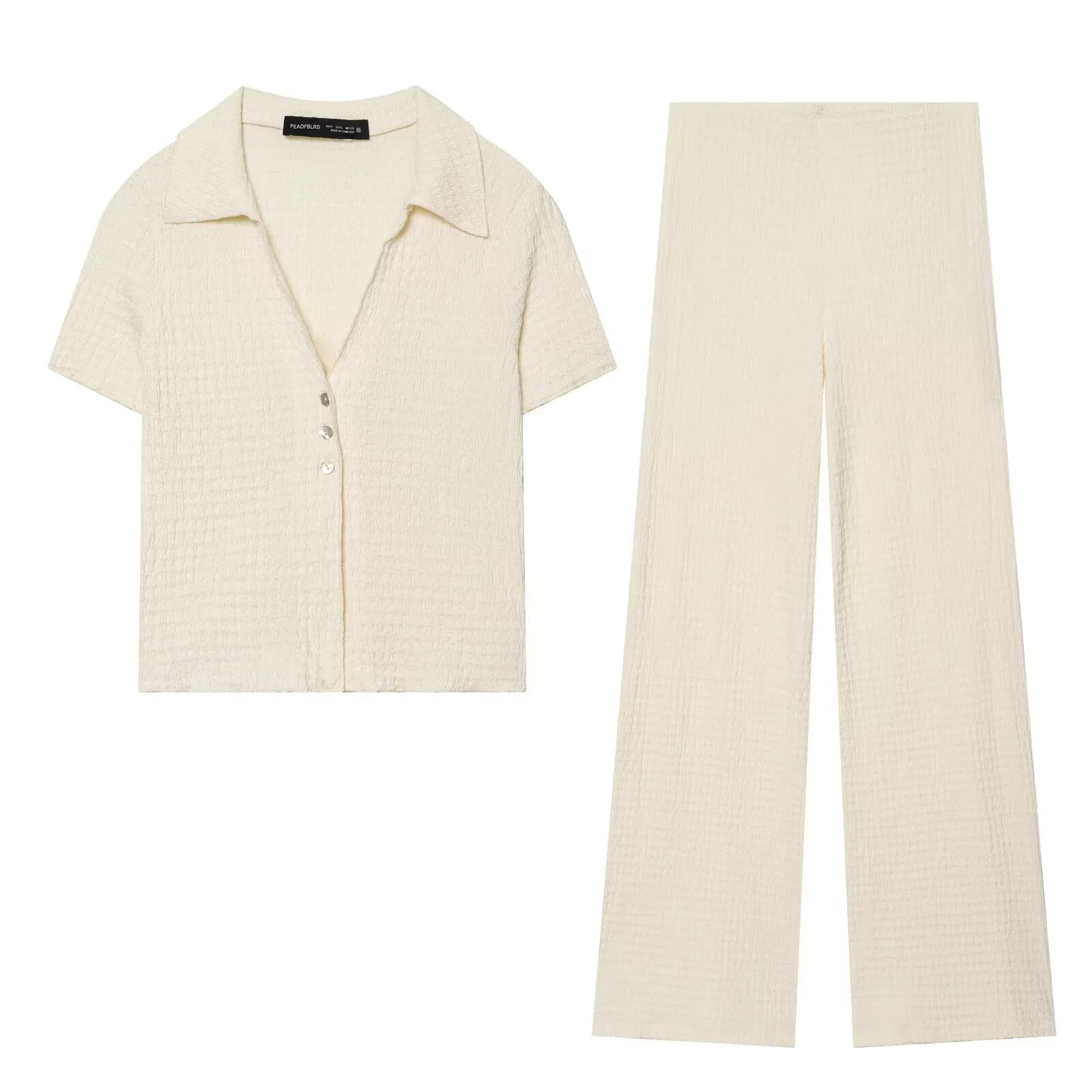 Damen Hochbundhose mit weitem Schnitt und lässiger Textur R&B - Image 4