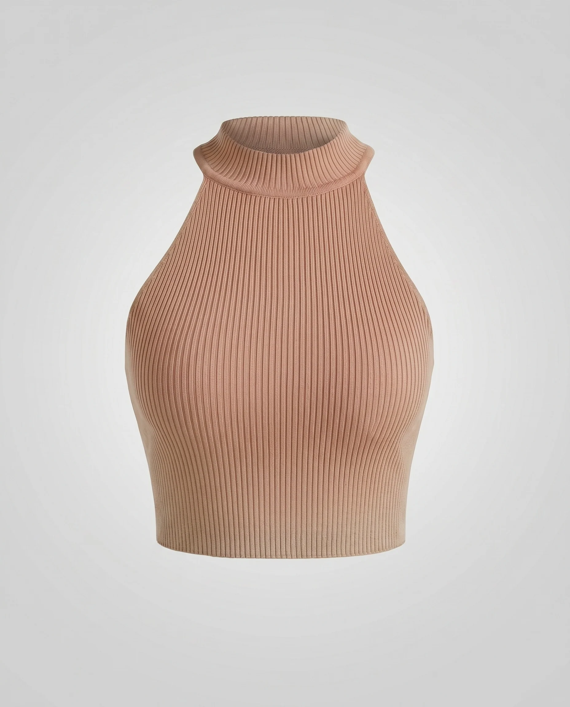 Damen Hochgeschlossener Crop-Top aus Rippstrick R&B - Image 6