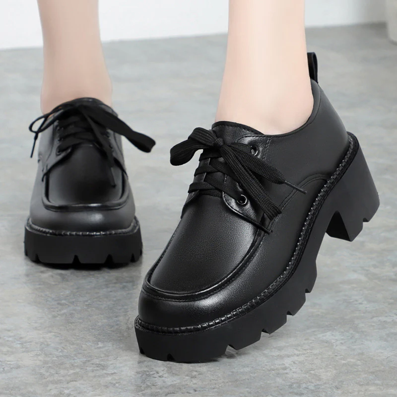 Damen Hochhackige Schnürschuhe mit robustem Blockabsatz und atmungsaktiver Sohle R&B - Image 4