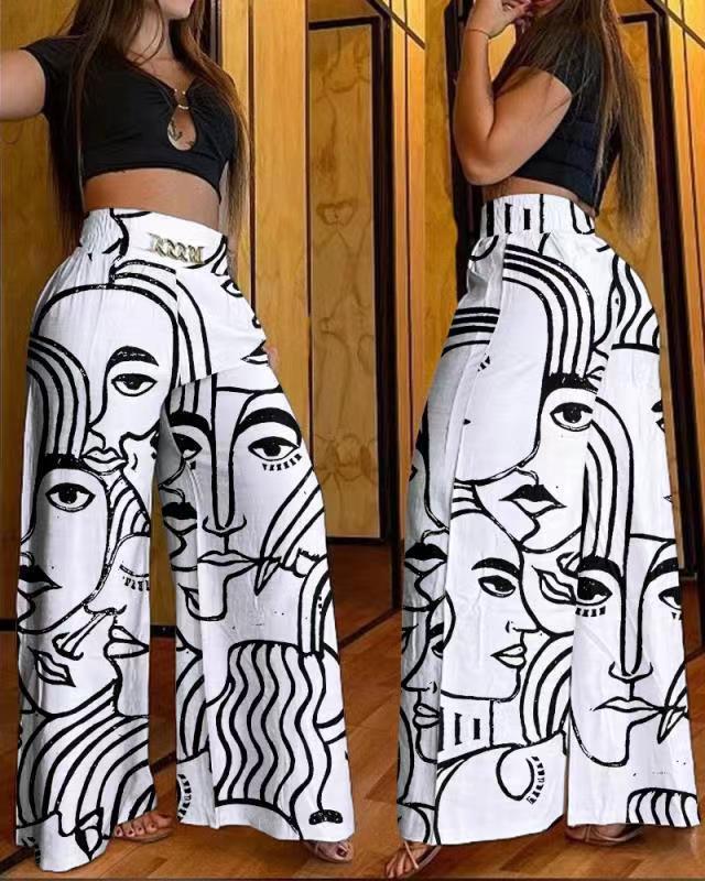 Damen Hochtaillierte Palazzo-Hose mit elastischem Bund und weiten Beine R&B - Image 7