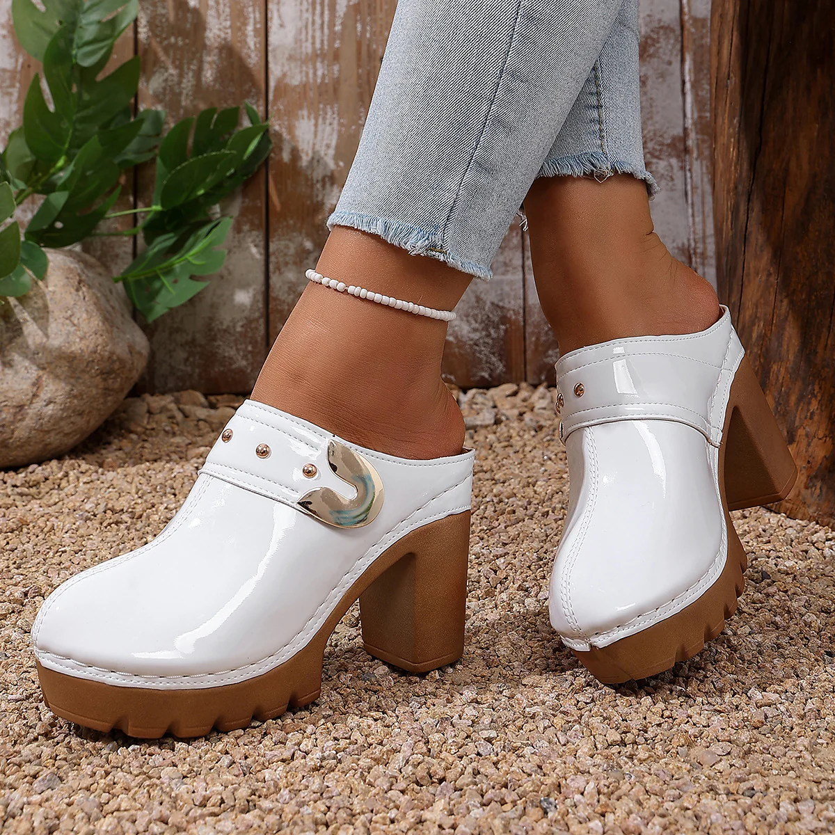 Damen Hochwertige Clogs mit Holzsohle R&B