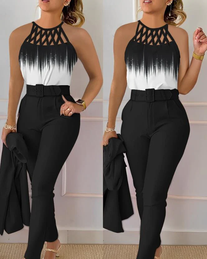 Damen Hochwertiger Jumpsuit mit modernem Netzeinsatz R&B - Image 5