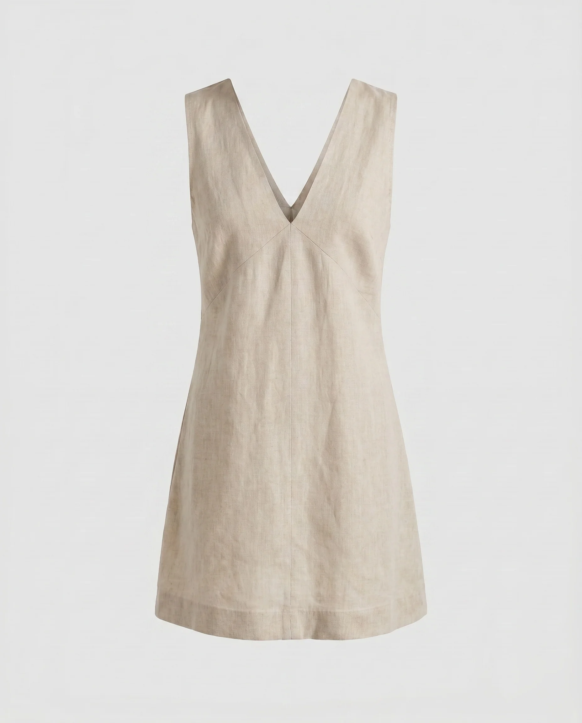 Damen hochwertiges Leinen-Minikleid mit elegantem V-Ausschnitt und figurbetonendem Schnitt - Image 7