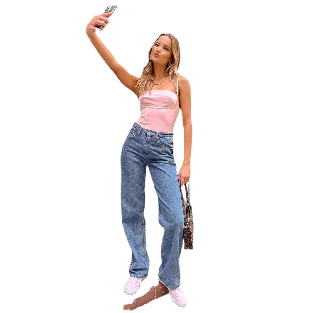 Damen Hohe Taille Jeans mit weitem Bein und klassischem Schnitt R&B - Image 5