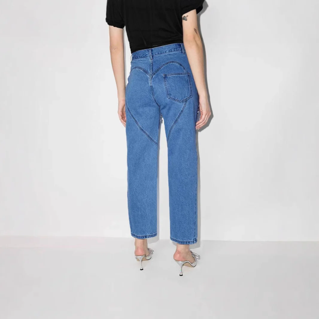 Damen Jeans mit ausgefallenem Cut-Out-Design und glitzernden Verzierungen R&B - Image 4