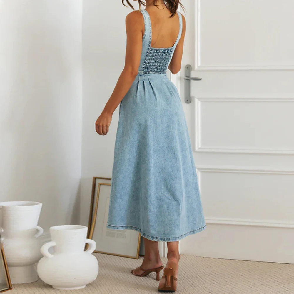 Damen Jeanskleid mit Knopfleiste und lässigem Schnitt R&B - Image 4