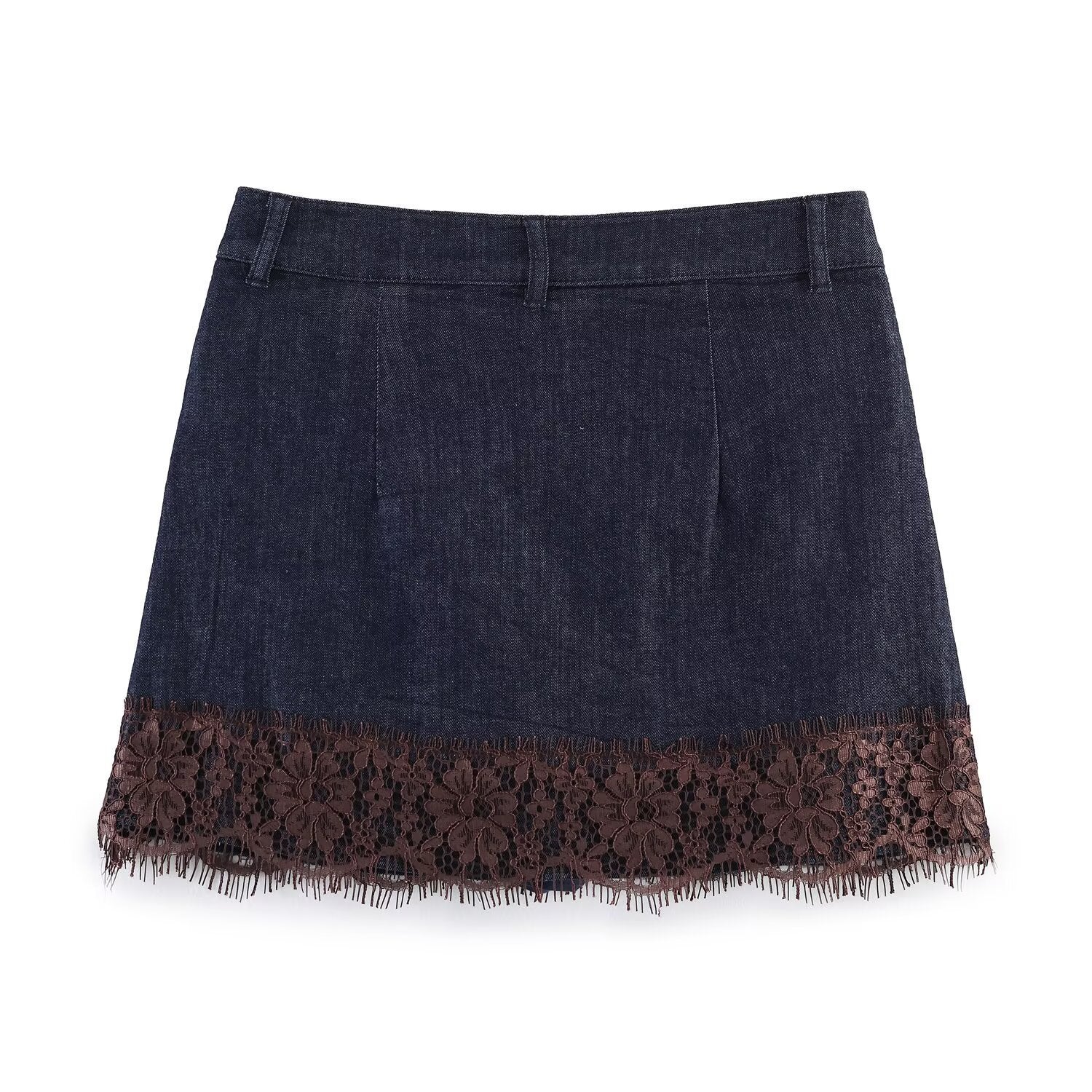 Damen Jeansrock mit exquisiter Spitze und fransigem Saum R&B - Image 2