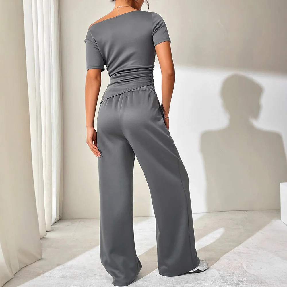 Damen Jumpsuit mit asymmetrischem Schnitt und weit geschnittenem Bein R&B - Image 4