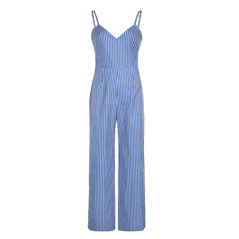 Damen Jumpsuit mit eleganten Streifen und verstellbaren Trägern R&B - Image 6