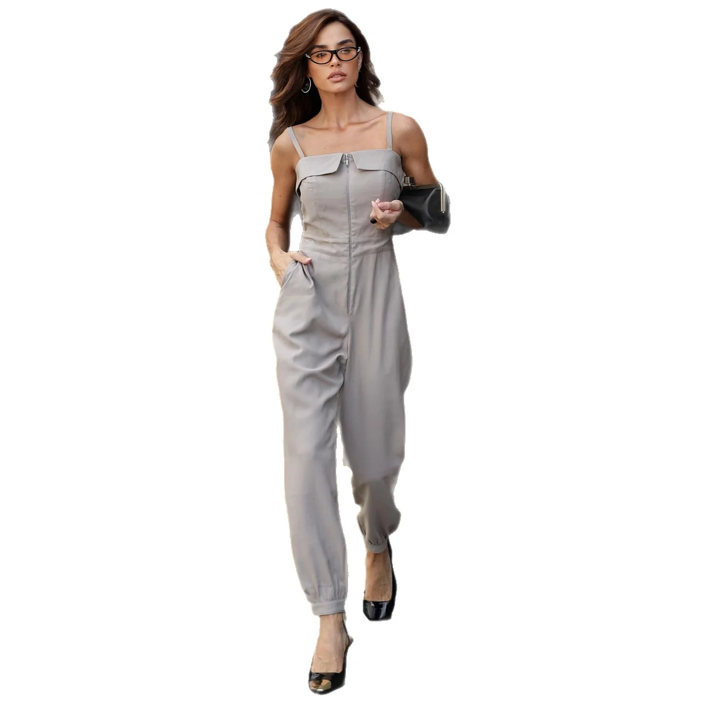 Damen Jumpsuit mit eleganten Trägern und modischem Reißverschluss R&B - Image 5