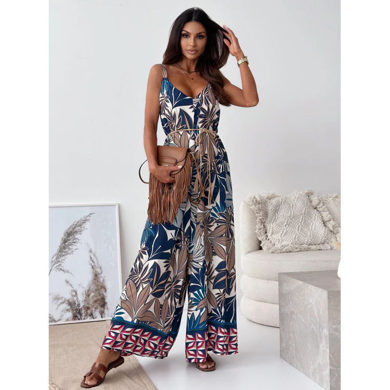 Damen Jumpsuit mit floralem Design und taillierbarem Gürtel R&B - Image 7