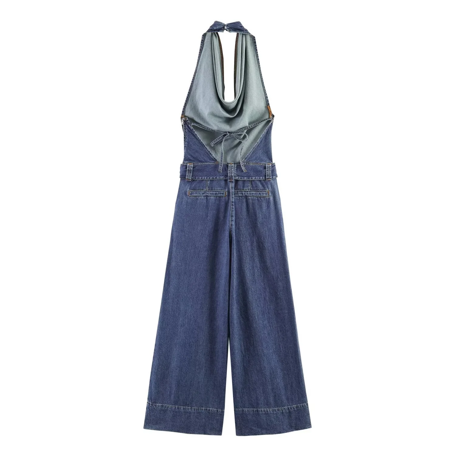Damen Jumpsuit mit halbem Ausschnitt und weitem Bein R&B - Image 2